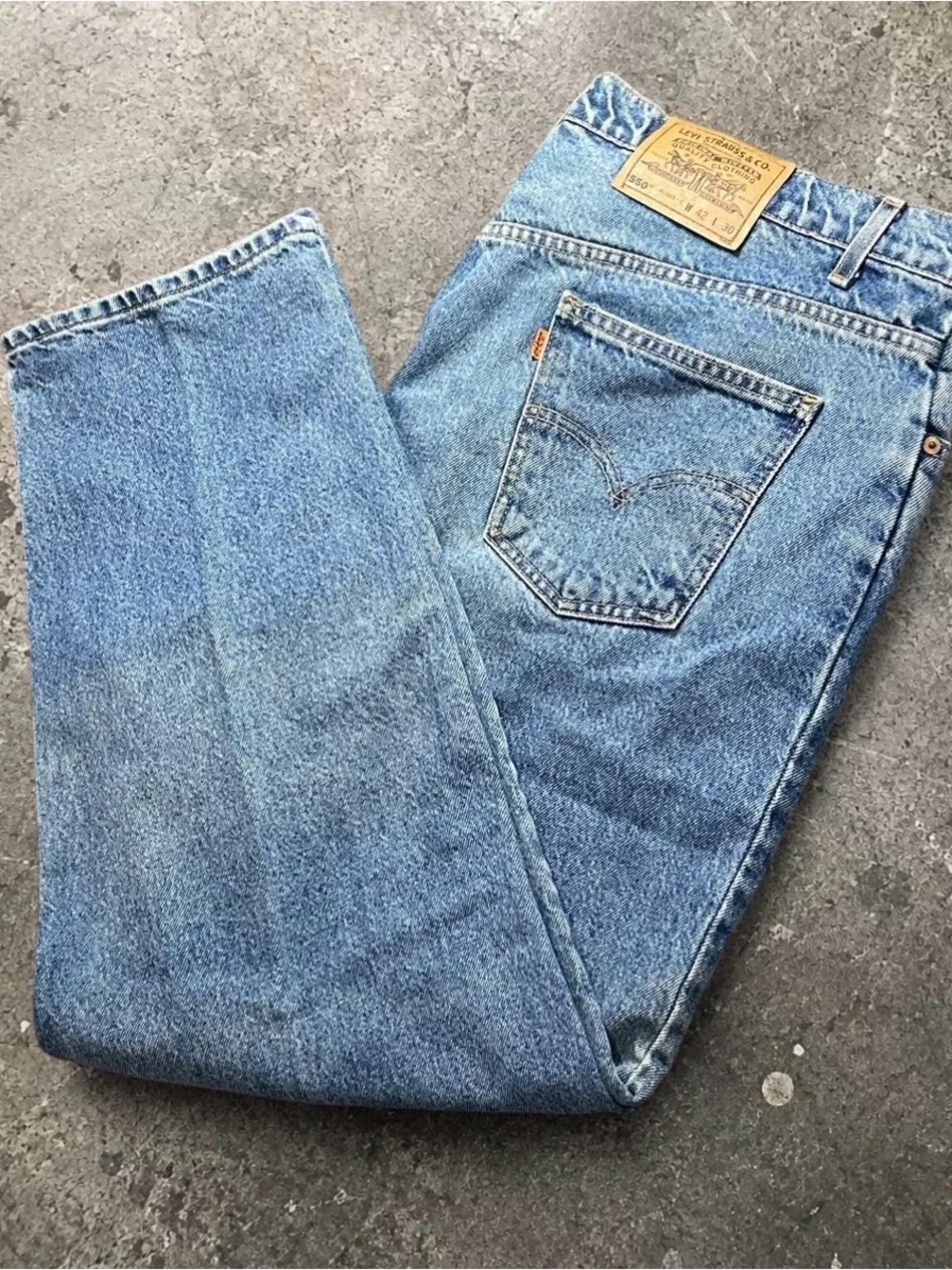 Vintage 90s Levi's 550 Orange Tab Relaxed Fit Men's Jeans Blue Wash 42x30
